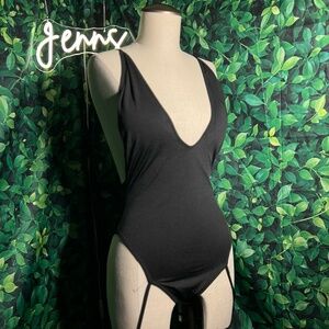 Black Deep V Bodysuit | Rave Festival Staple